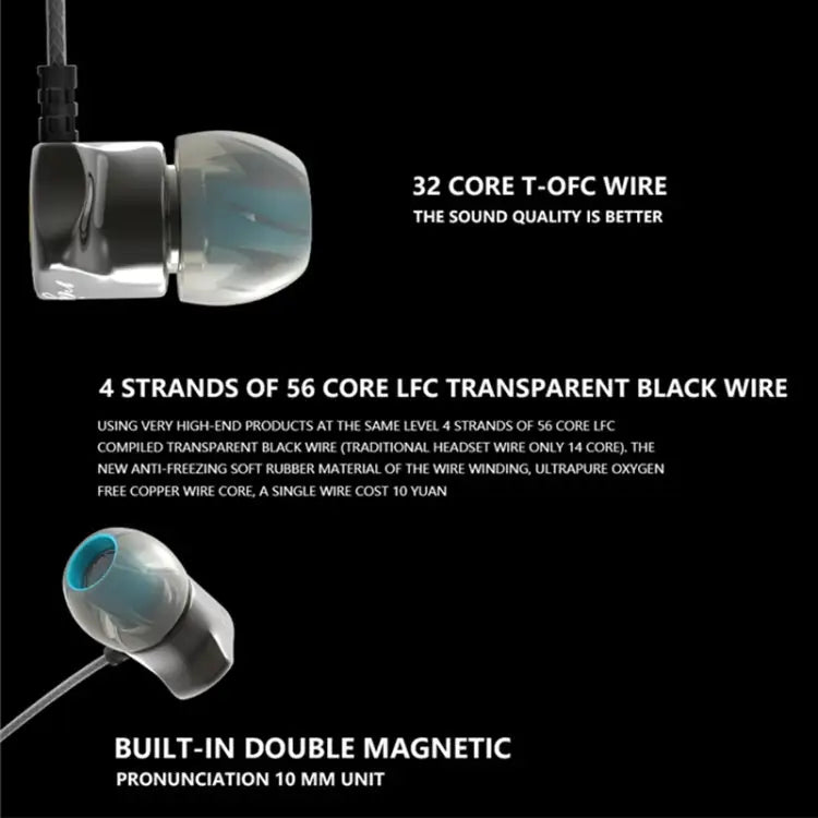 QKZ DM7 High-quality In-ear All-metal Sports Music Headphones Basic Version