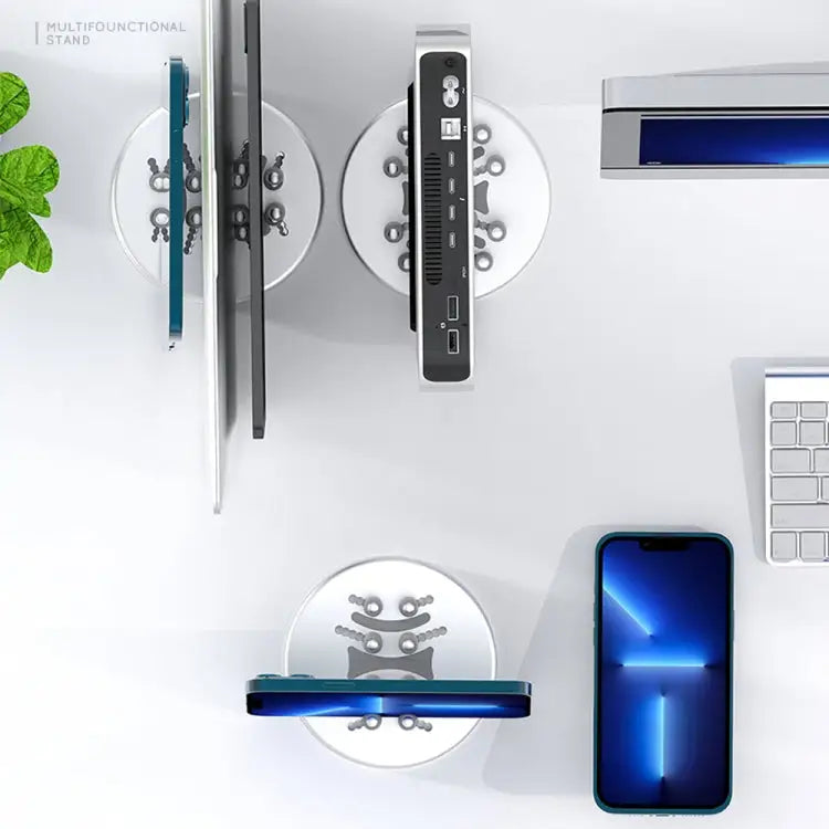 R-JUST BJ15 Aluminum Alloy Adjustable Magnetic Multi-function Disc Data Cable Storage Fixed Base Mobile Phone Laptop