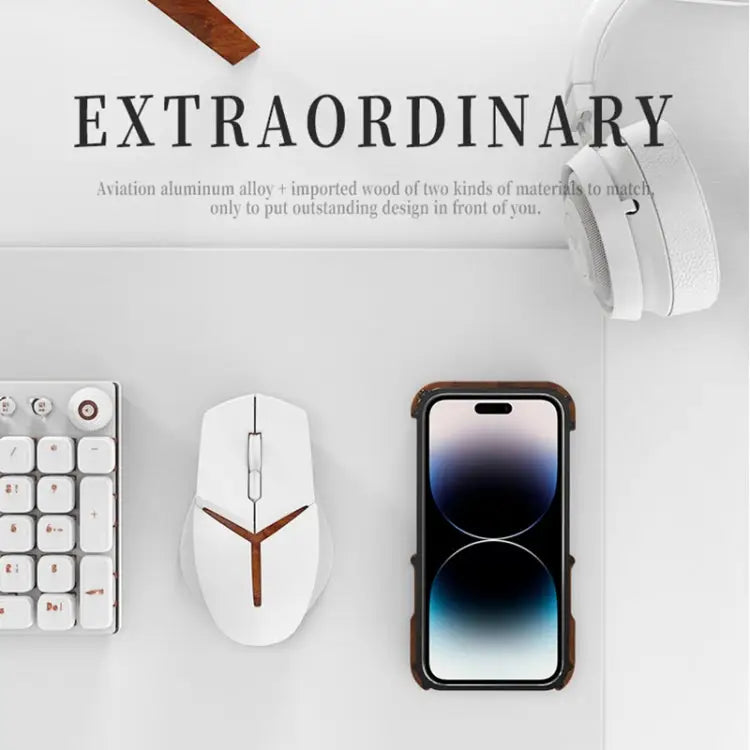 R-JUST Ironwood Generation Metal + Wood Phone Case For iPhone 14 For iPhone 14 Plus For iPhone 14 Pro For iPhone 14 Pro