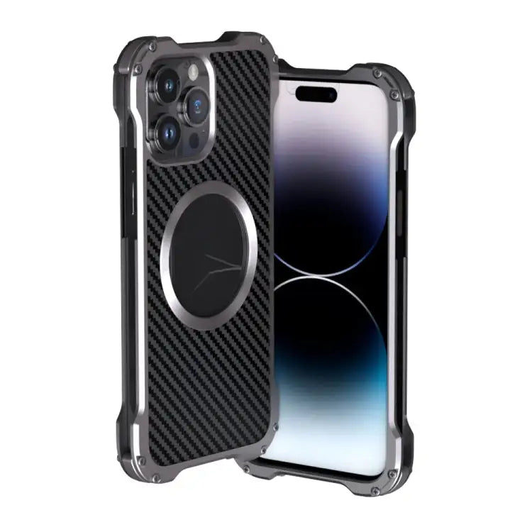 R-JUST RJ51 Hollow Shockproof Metal Phone Case For iPhone 14 For iPhone 14 Plus For iPhone 14 Pro For iPhone 14 Pro Max