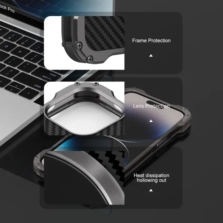 R-JUST RJ51 Hollow Shockproof Metal Phone Case For iPhone 14 For iPhone 14 Plus For iPhone 14 Pro For iPhone 14 Pro Max