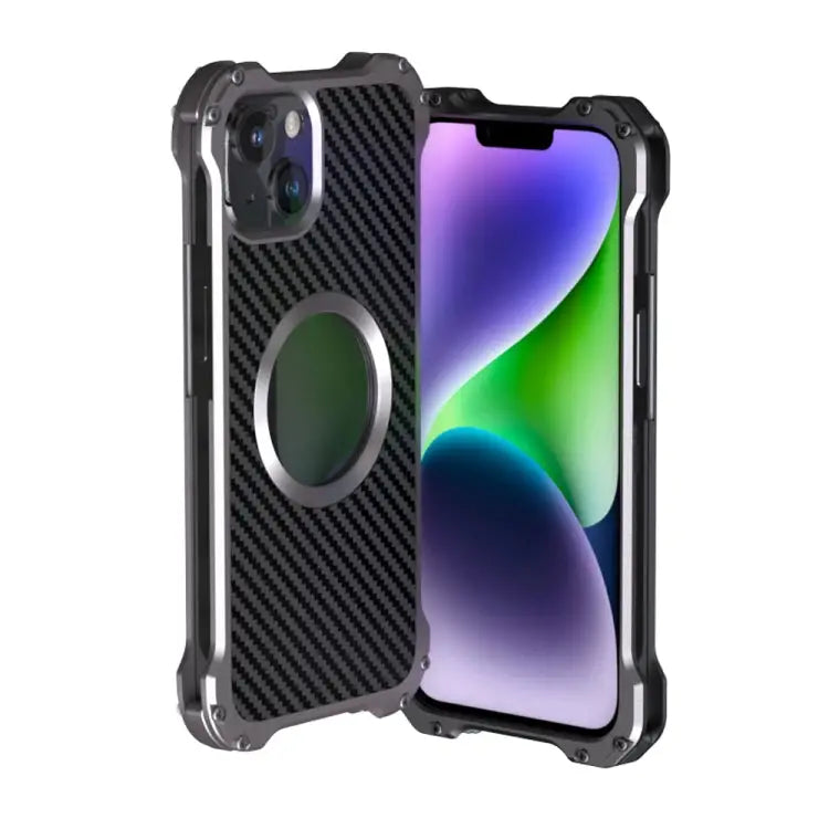 R-JUST RJ51 Hollow Shockproof Metal Phone Case For iPhone 14 For iPhone 14 Plus For iPhone 14 Pro For iPhone 14 Pro Max