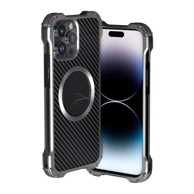 R-JUST RJ51 Hollow Shockproof Metal Phone Case For iPhone 14 For iPhone 14 Plus For iPhone 14 Pro For iPhone 14 Pro Max