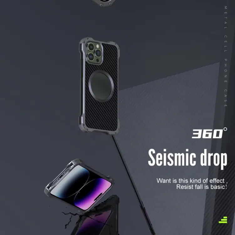 R-JUST RJ51 Hollow Shockproof Metal Phone Case For iPhone 14 For iPhone 14 Plus For iPhone 14 Pro For iPhone 14 Pro Max
