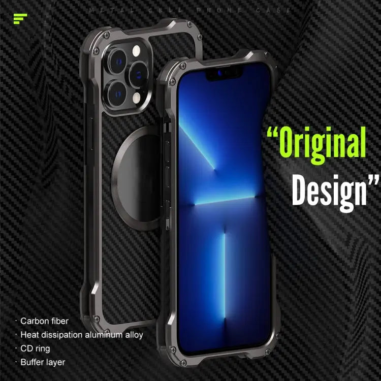 R-JUST RJ51 Hollow Shockproof Metal Protective Case For iPhone 13 mini For iPhone 13 For iPhone 13 Pro For iPhone 13