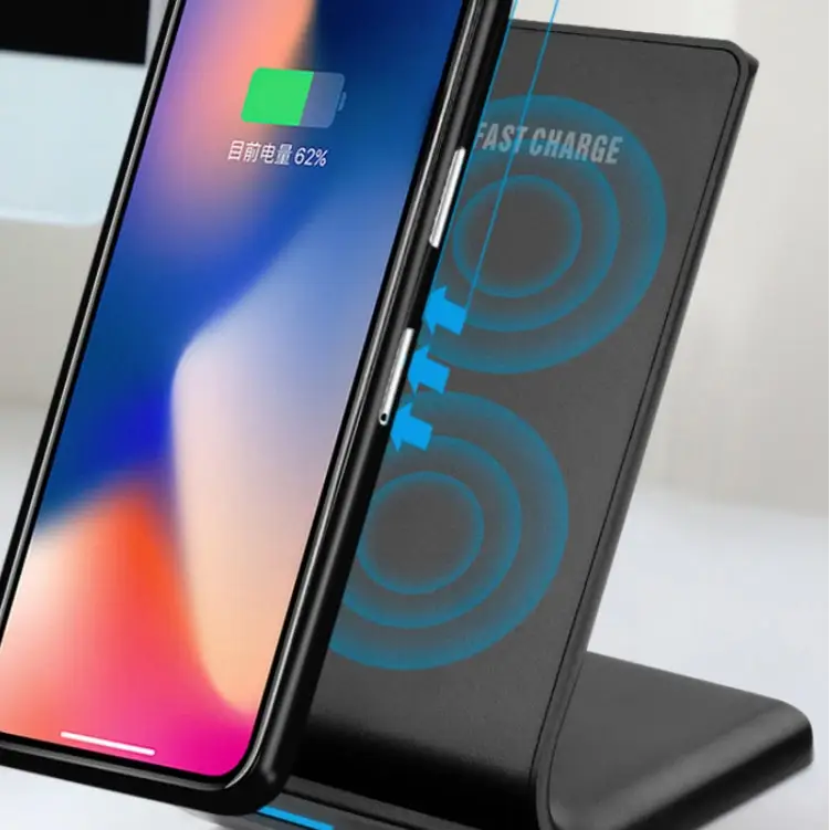 R2 10W Vertical Mobile Phone Wireless Charger Smart Fast Charge Charging Stand Desktop Stand - R2 (Black)