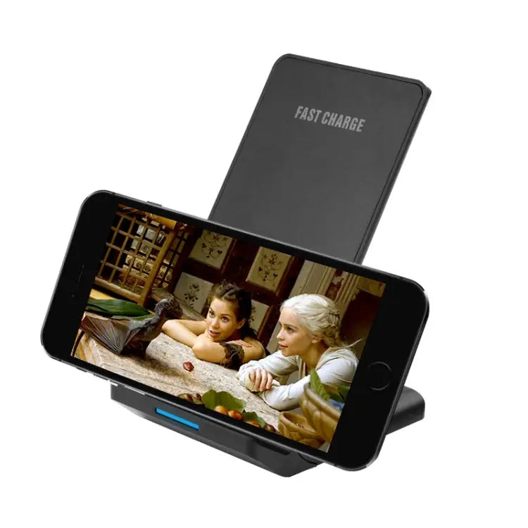 R2 10W Vertical Mobile Phone Wireless Charger Smart Fast Charge Charging Stand Desktop Stand - R2 (Black)