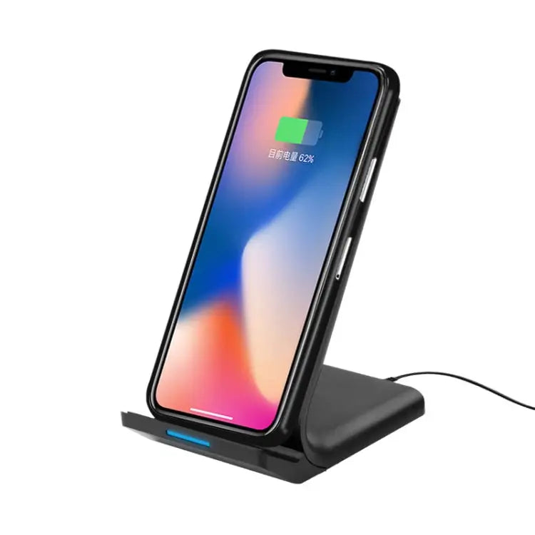 R2 10W Vertical Mobile Phone Wireless Charger Smart Fast Charge Charging Stand Desktop Stand - R2 (Black)