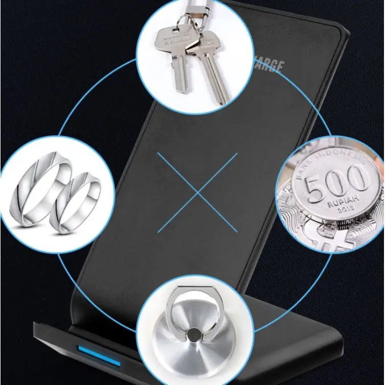 R2 10W Vertical Mobile Phone Wireless Charger Smart Fast Charge Charging Stand Desktop Stand - R2 (Black)