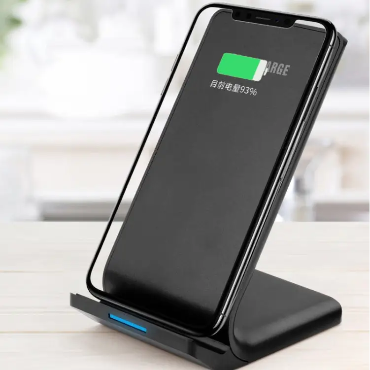 R2 10W Vertical Mobile Phone Wireless Charger Smart Fast Charge Charging Stand Desktop Stand - R2 (Black)