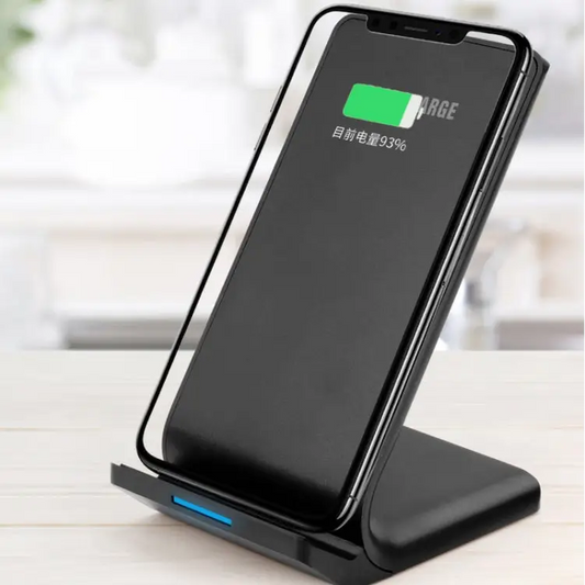 R2 10W Vertical Mobile Phone Wireless Charger Smart Fast Charge Charging Stand Desktop Stand - R2 (Black)