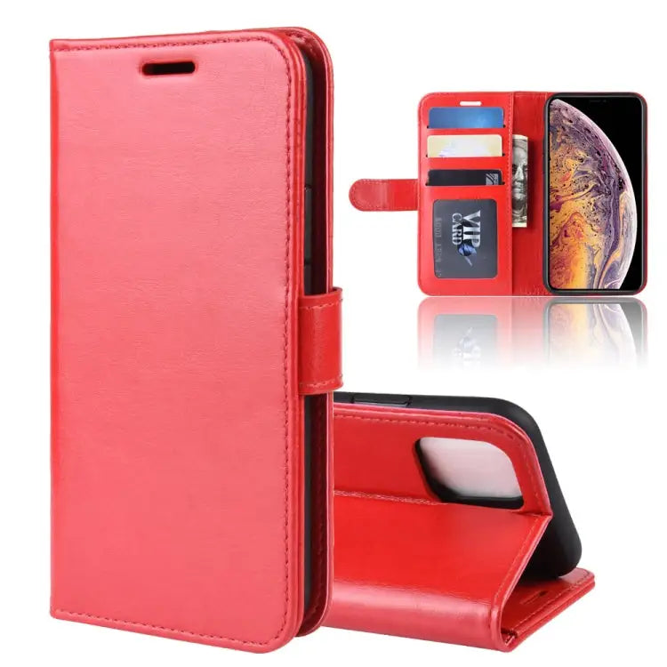 R64 Texture Single Fold Horizontal Flip Leather Case for iPhone XI MAX with Holder & Card Slots & Wallet - red - Apple