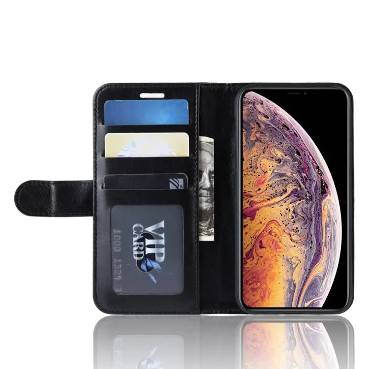 R64 Texture Single Fold Horizontal Flip Leather Case for iPhone XI MAX with Holder & Card Slots & Wallet - Apple