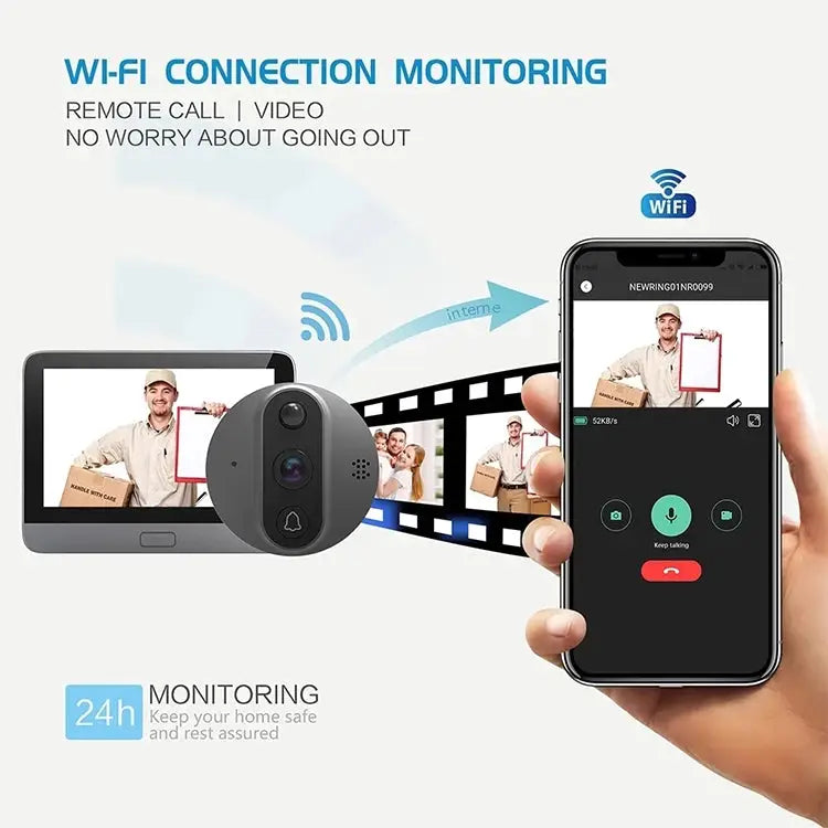 R9 4.3 inch WiFi Smart Video Visual Electronic Peephole Doorbell R9 - R9 / Black