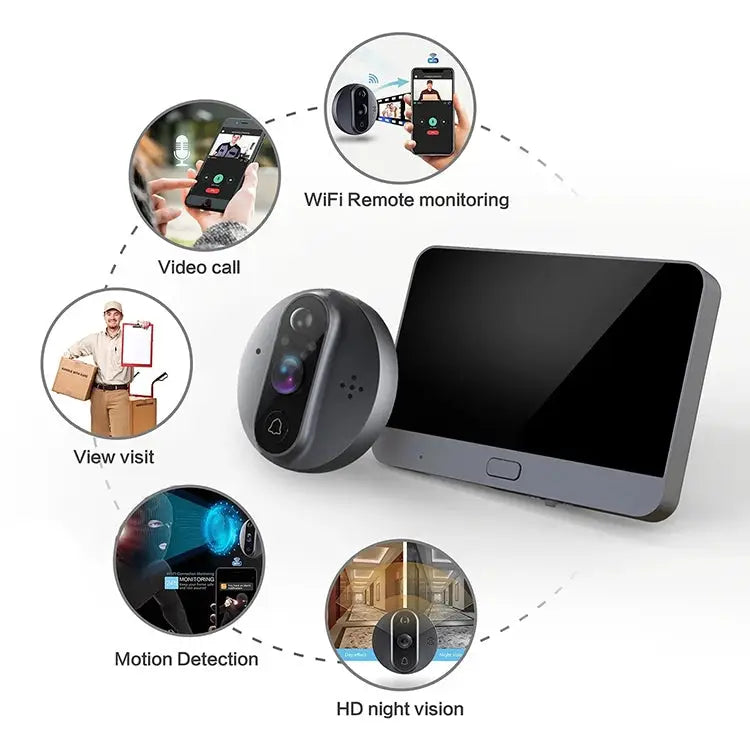 R9 4.3 inch WiFi Smart Video Visual Electronic Peephole Doorbell R9 - R9 / Black
