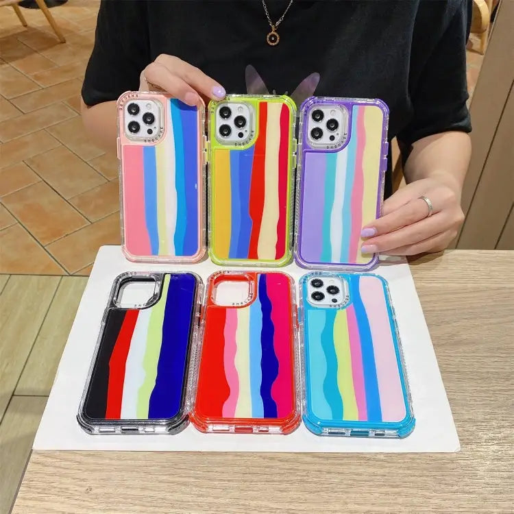 Rainbow TPU + PC Glass Shockproof Case For iPhone 13 For iPhone 13 Pro For iPhone 13 Pro Max For iPhone 12 / 12 Pro