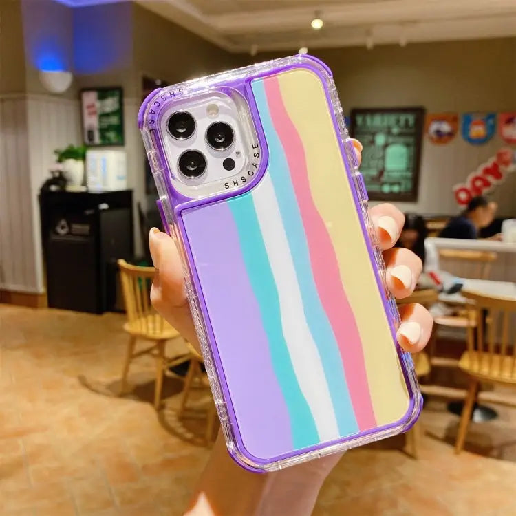 Rainbow TPU + PC Glass Shockproof Case For iPhone 13 For iPhone 13 Pro For iPhone 13 Pro Max For iPhone 12 / 12 Pro