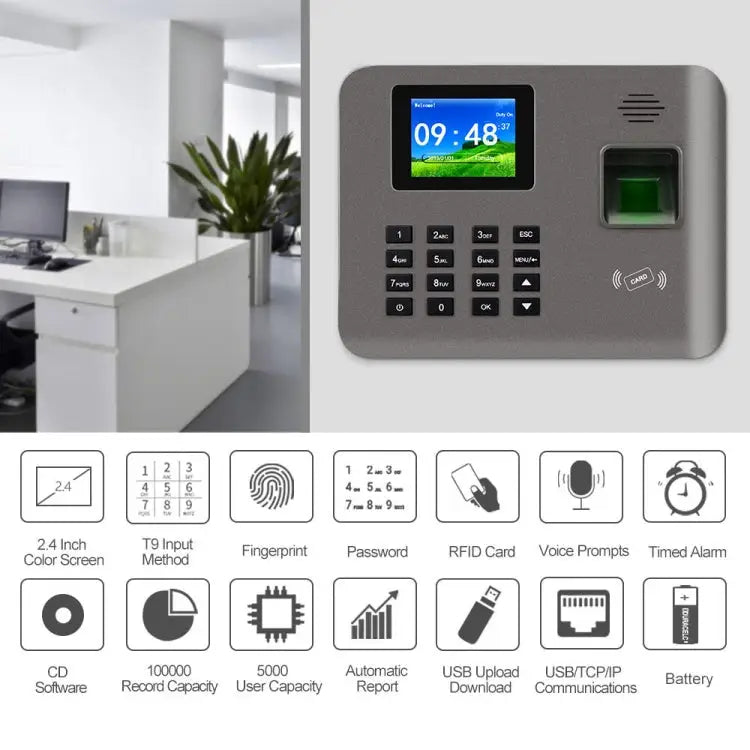 Realand AL325 Fingerprint Time Attendance with 2.4 inch Color Screen & ID Card Function & WiFi AL325 - AL325