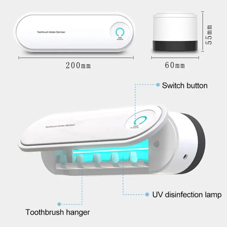 Rechargeable Toothbrush Dryer Sterilizer Bathroom Wall-mounted Toothbrush Holder with US Plug Rechargeable