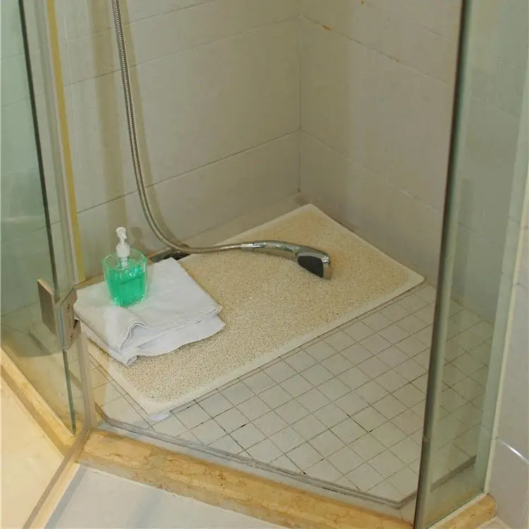 Rectangular Bathroom Bathtub Mildew Stain Resistant PVC Anti-skid Household Foot Pad Carpet Size: 70cm x 40cm (White)