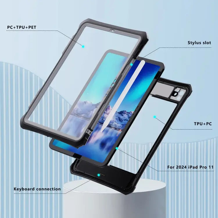 RedPepper IP68 Waterproof PC + TPU Case with Lanyard & Swivel Bracket For iPad Pro 11 2024 - For iPad Pro 11 2024