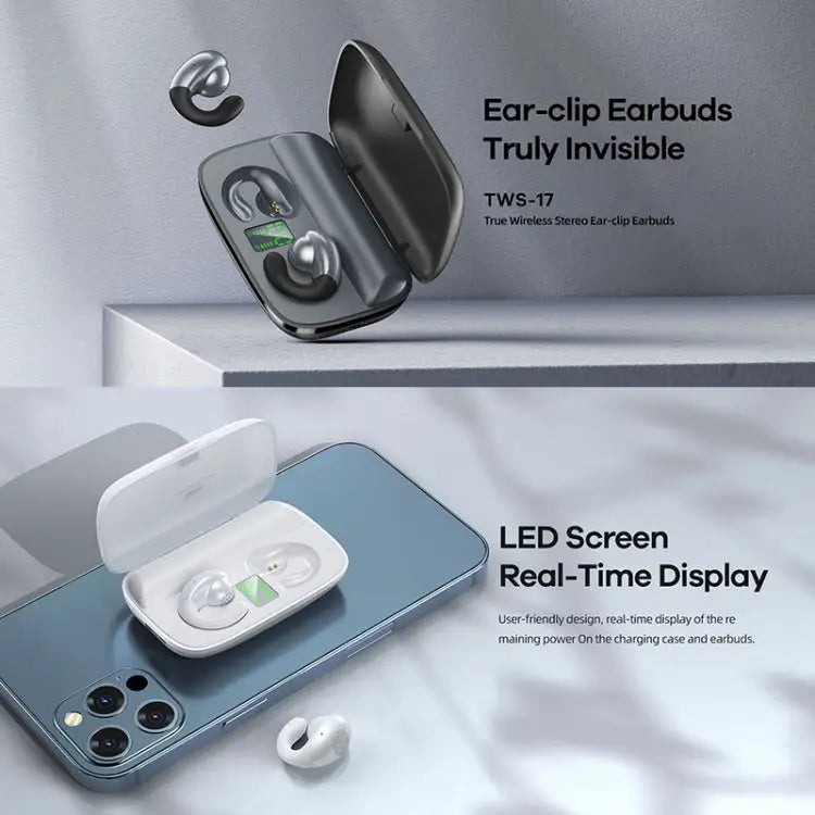 Remax Proda TWS-17 Bluetooth 5.0 Ear Clip Style True Wireless Stereo Bluetooth Earphone - White - Apple Accessories