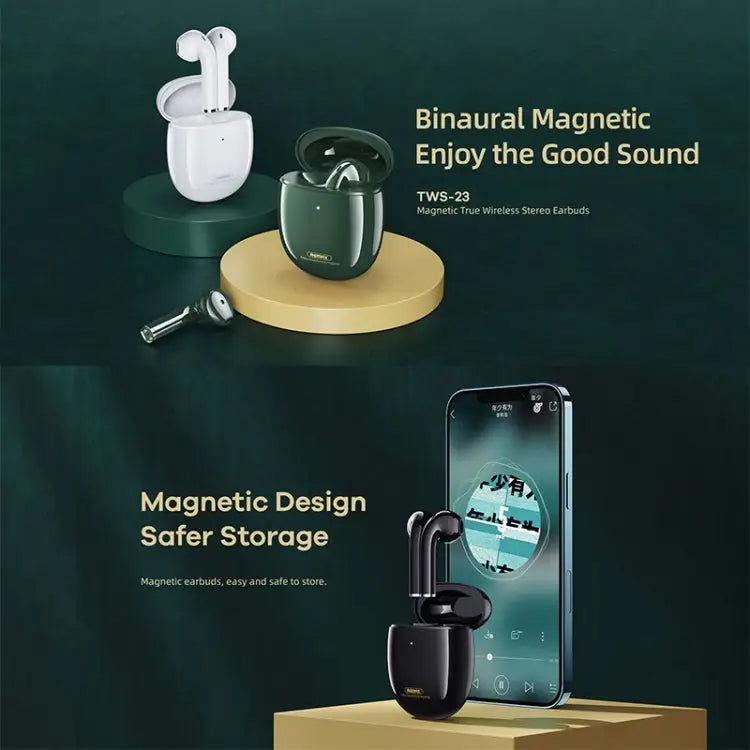 Remax Proda TWS-23 Bluetooth 5.0 Magnetic True Wireless Stereo Bluetooth Earphone - Apple Accessories
