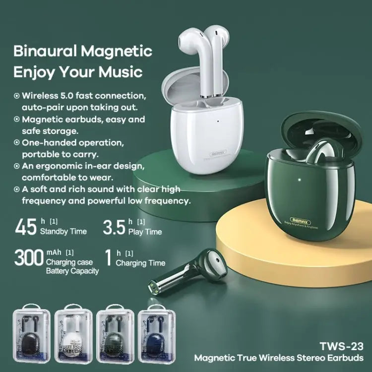 Remax Proda TWS-23 Bluetooth 5.0 Magnetic True Wireless Stereo Bluetooth Earphone - Apple Accessories