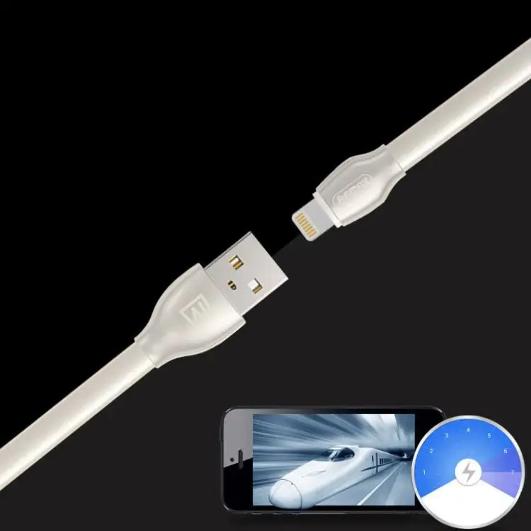 REMAX RC-035i Laser Series 1m 2.1A 8 Pin to USB Data Sync Charger Cable with LED Indicator - White / White