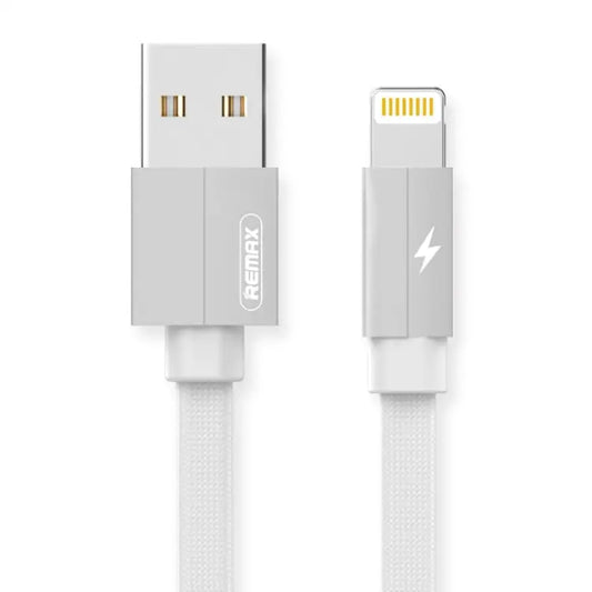 REMAX RC-094i 2m 2.4A USB to 8 Pin Aluminum Alloy Braid Fast Charging Data Cable - 8 Pin / White
