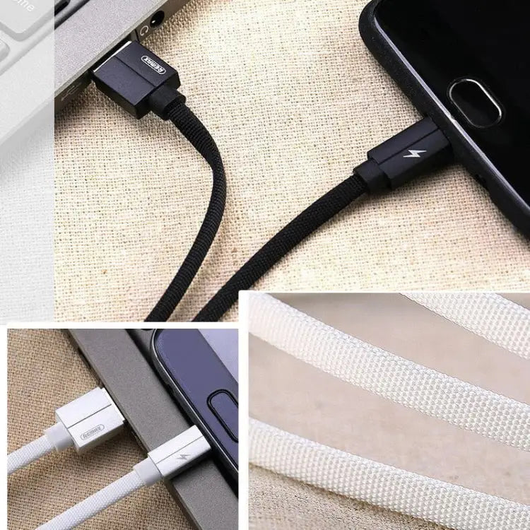 REMAX RC-094i 2m 2.4A USB to 8 Pin Aluminum Alloy Braid Fast Charging Data Cable - 8 Pin / White