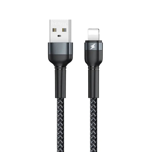 REMAX RC-124i 1m 2.4A USB to 8 Pin Aluminum Alloy Braid Fast Charging Data Cable for iPhone iPad - 8 Pin / Black