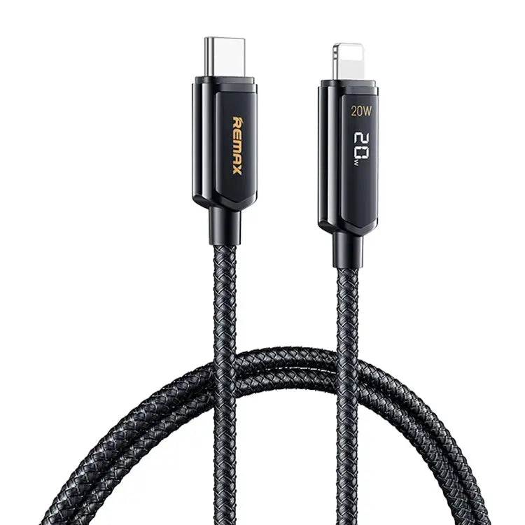 REMAX RC-128i 20W Type-C / USB-C to 8 Pin Intelligent Digital Display Zinc Alloy Braided Charging Data Cable Length: