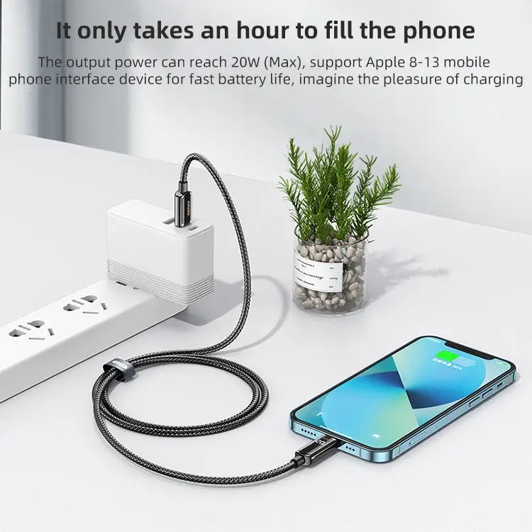 REMAX RC-128i 20W Type-C / USB-C to 8 Pin Intelligent Digital Display Zinc Alloy Braided Charging Data Cable Length: