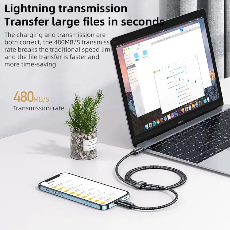 REMAX RC-128i 20W Type-C / USB-C to 8 Pin Intelligent Digital Display Zinc Alloy Braided Charging Data Cable Length: