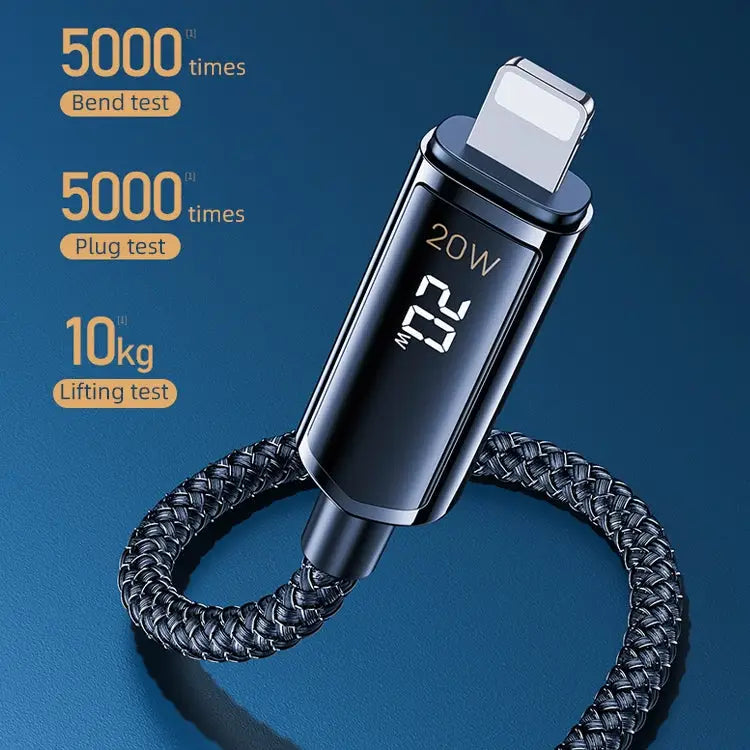 REMAX RC-128i 20W Type-C / USB-C to 8 Pin Intelligent Digital Display Zinc Alloy Braided Charging Data Cable Length:
