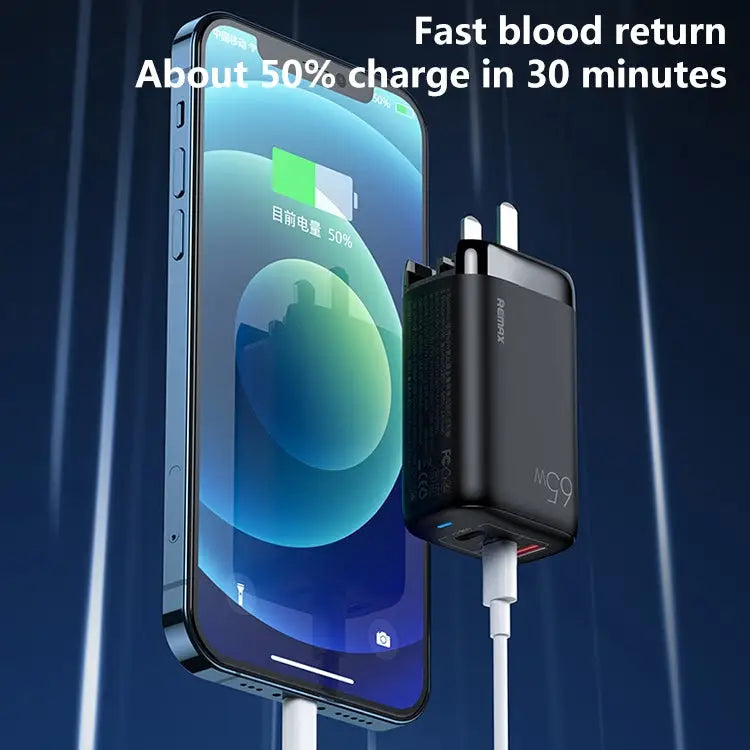 REMAX RP-U55 Territory Series 65W USB + Dual USB-C / Type-C Interface Fast Charger CN Plug - CN Plug - Apple Accessories