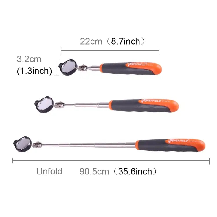 Retractable Vehicle Car Chassis Telescoping Inspection Mirror with 1 PCS 3mm LED Light Mirror Diameter: 32mm Max