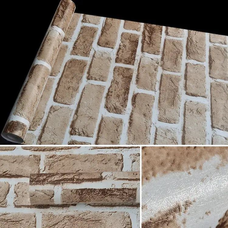 Retro Brick Creative 3D Stone Brick Decoration Wallpaper Stickers Bedroom Living Room Wall Waterproof Wallpaper Roll