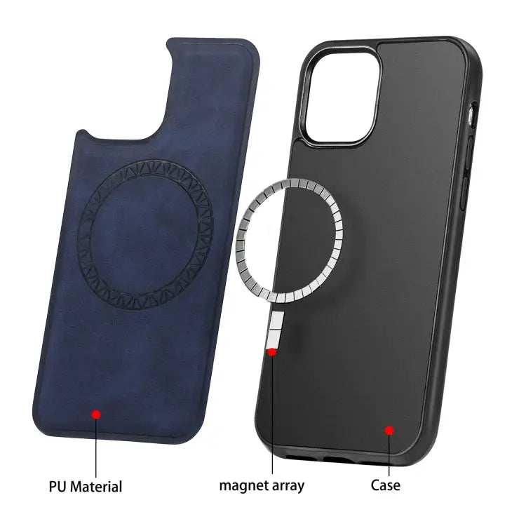Retro Business Round Embossing Magnetic PU + TPU Protective Case For iPhone 12 mini For iPhone 12 / 12 Pro For iPhone