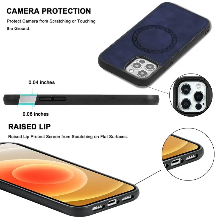 Retro Business Round Embossing Magnetic PU + TPU Protective Case For iPhone 12 mini For iPhone 12 / 12 Pro For iPhone