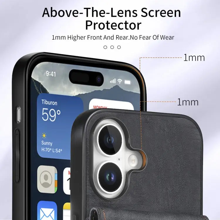 Retro Card Wallet Fold Leather Phone Case with Strap - Apple Accessories
