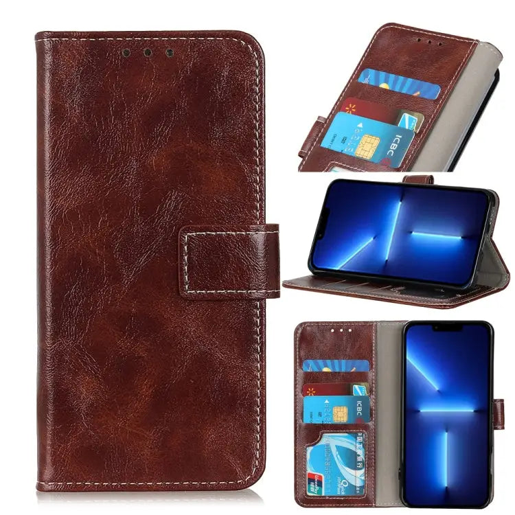 Retro Crazy Horse Texture Horizontal Flip Leather Case with Holder & Card Slots & Photo Frame & Wallet For iPhone 13