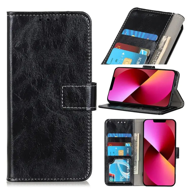 Retro Crazy Horse Texture Horizontal Flip Leather Case with Holder & Card Slots & Photo Frame & Wallet For iPhone 13