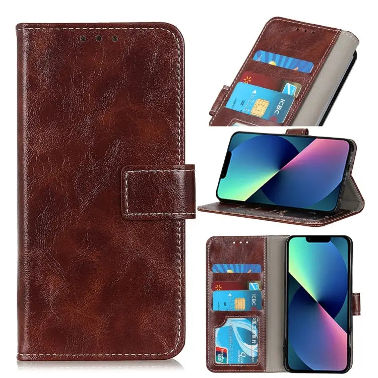 Retro Crazy Horse Texture Horizontal Flip Leather Case with Holder & Card Slots & Photo Frame & Wallet For iPhone 13