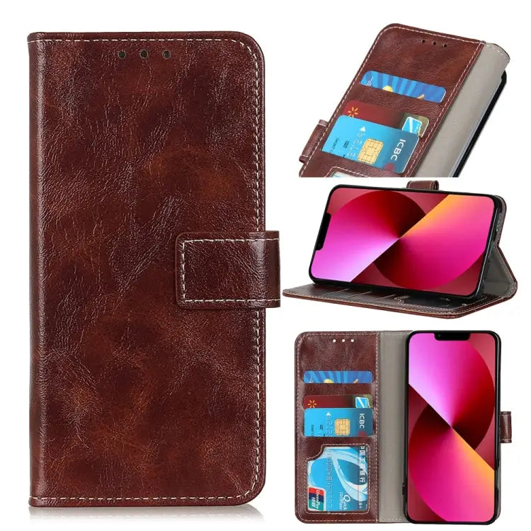 Retro Crazy Horse Texture Horizontal Flip Leather Case with Holder & Card Slots & Photo Frame & Wallet For iPhone 13
