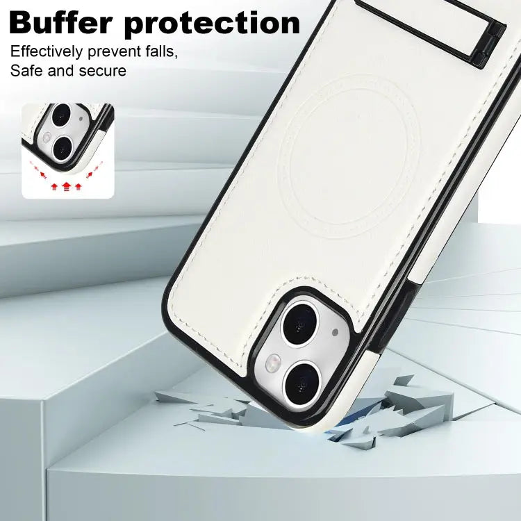 Retro Leather Invisible Stand MagSafe Phone Case For iPhone 15 For iPhone 14 Plus For iPhone 14 - Apple Accessories