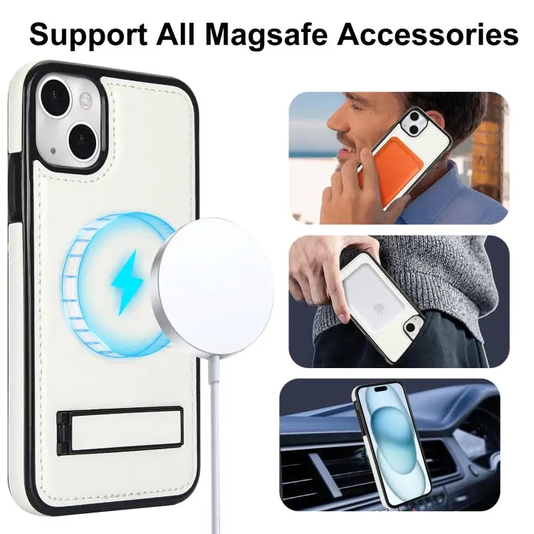 Retro Leather Invisible Stand MagSafe Phone Case For iPhone 15 For iPhone 14 Plus For iPhone 14 - Apple Accessories