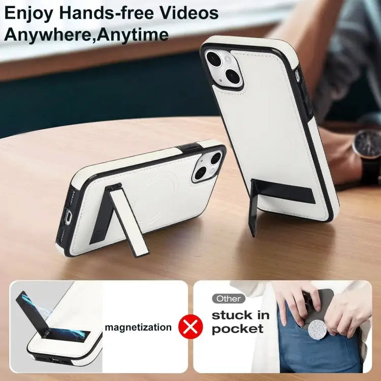 Retro Leather Invisible Stand MagSafe Phone Case For iPhone 15 For iPhone 14 Plus For iPhone 14 - Apple Accessories