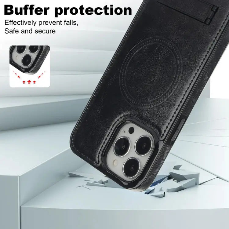 Retro Leather Invisible Stand MagSafe Phone Case For iPhone 15 Pro Max For iPhone 15 Pro For iPhone 15 Plus - Apple
